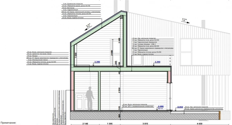 Двухэтажный дом в стиле Барнхаус 11,9х17,2-274 м²