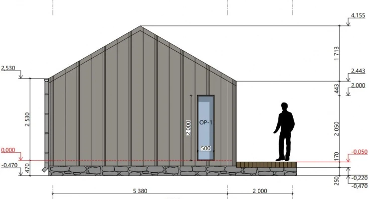 Одноэтажный загородный дом в стиле БарнХаус 5,4х13,5-100 м²