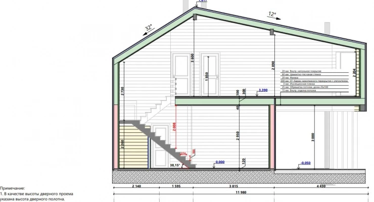Двухэтажный дом в стиле Барнхаус 11,9х17,2-274 м²