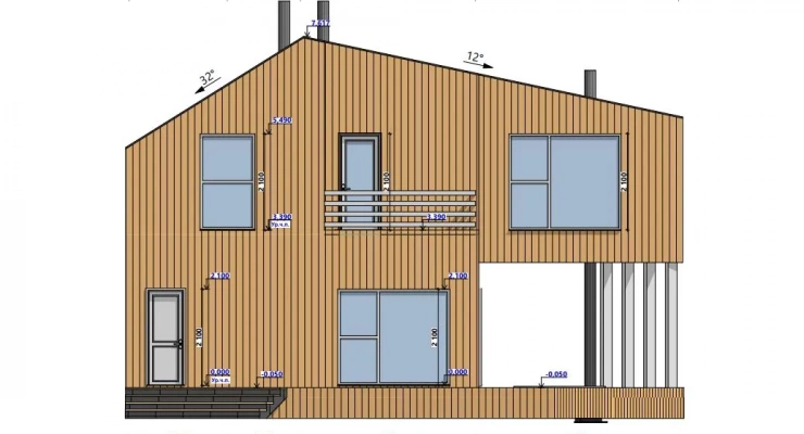 Двухэтажный дом в стиле Барнхаус 11,9х17,2-274 м²