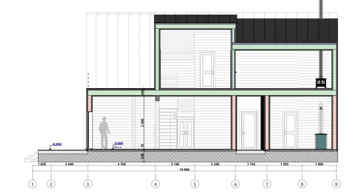 Двухэтажный дом в стиле Барнхаус 11,9х17,2-274 м²